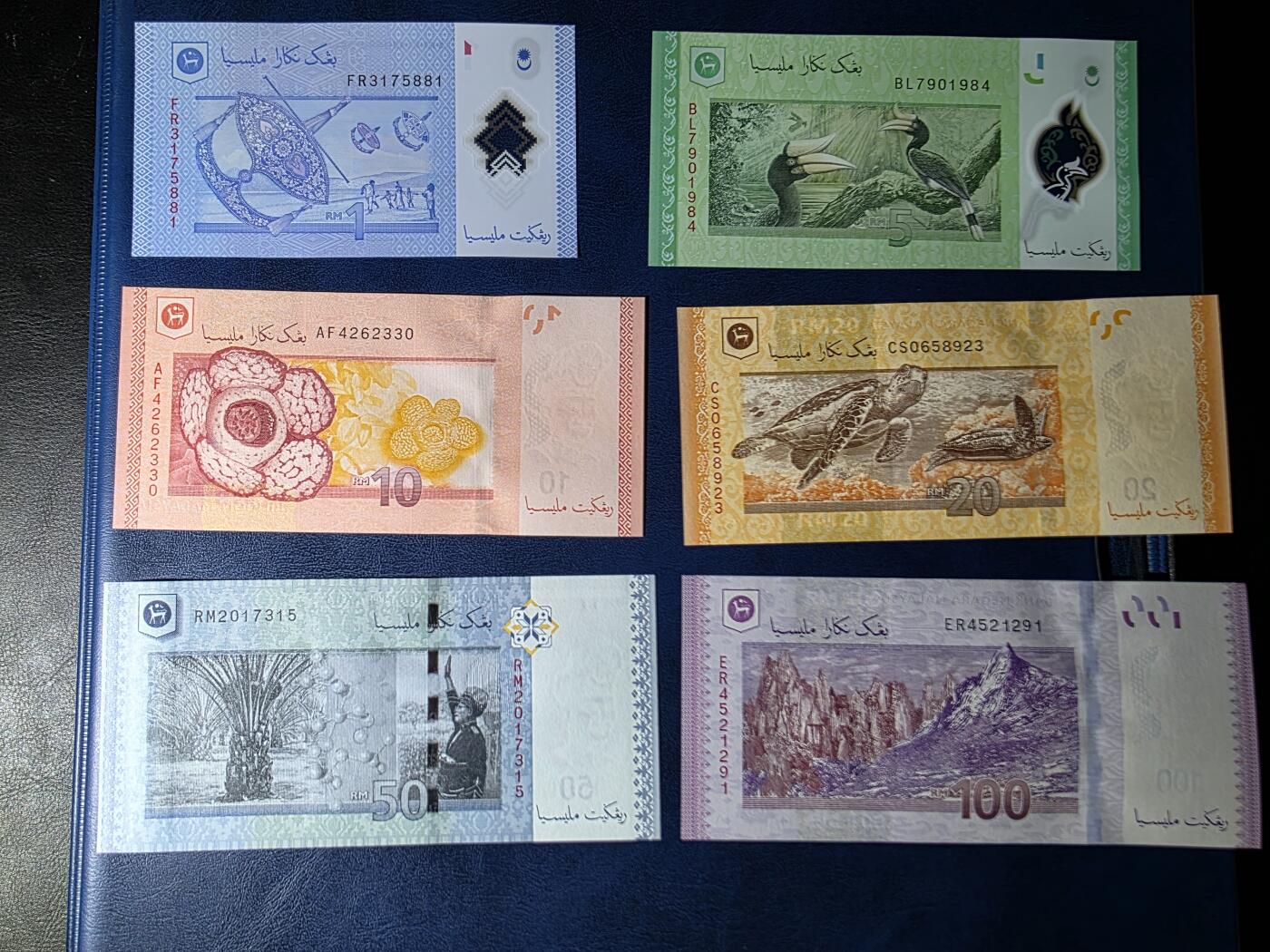 叁拾收藏第33期 马来西亚新版6张一套（1/5/10/20/50/100林吉特） UNC