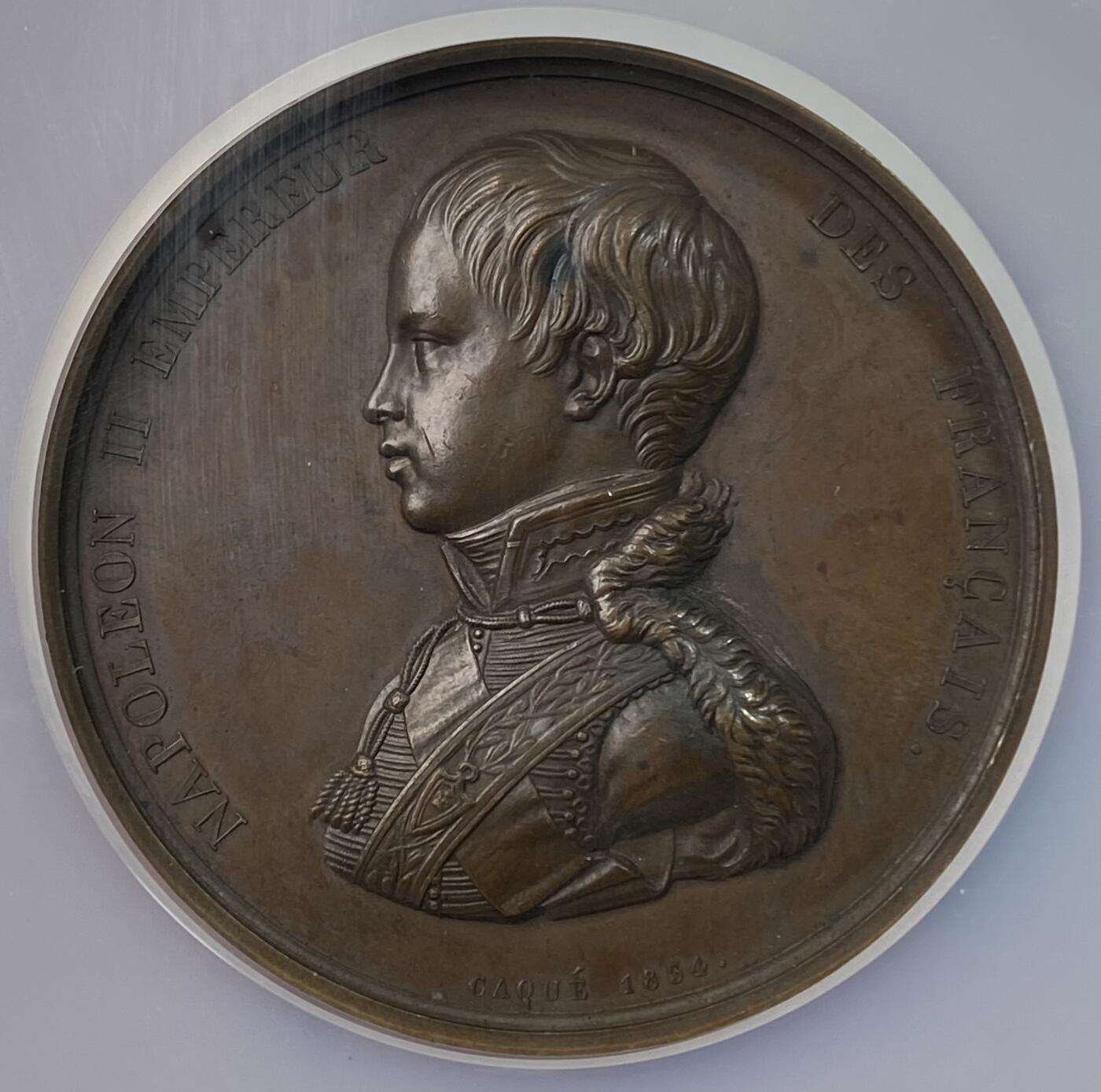 万国钱币拍卖第054期 NGC MS61 1832年法国菲利普一世时期纪念拿破仑二世逝世大铜章 51.38MM 罕见原味高浮雕拿二品种