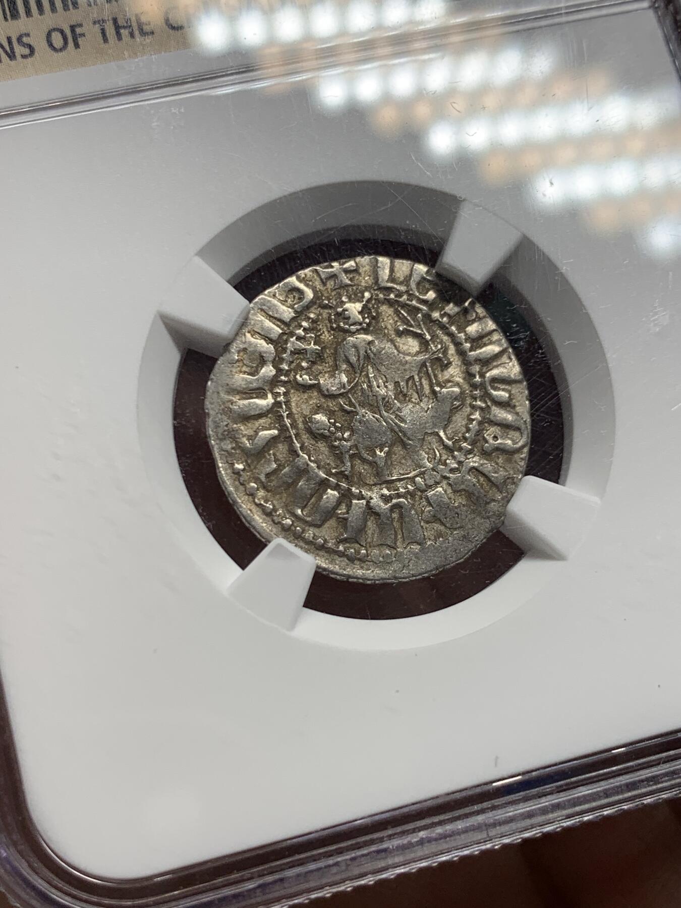 《竞宝斋》第434场 周日，周一2场连拍 （全场包邮） NGC XF 西里西亚-亚美尼亚Levon一世1198-1219年中世纪打制银币，十字军标签。