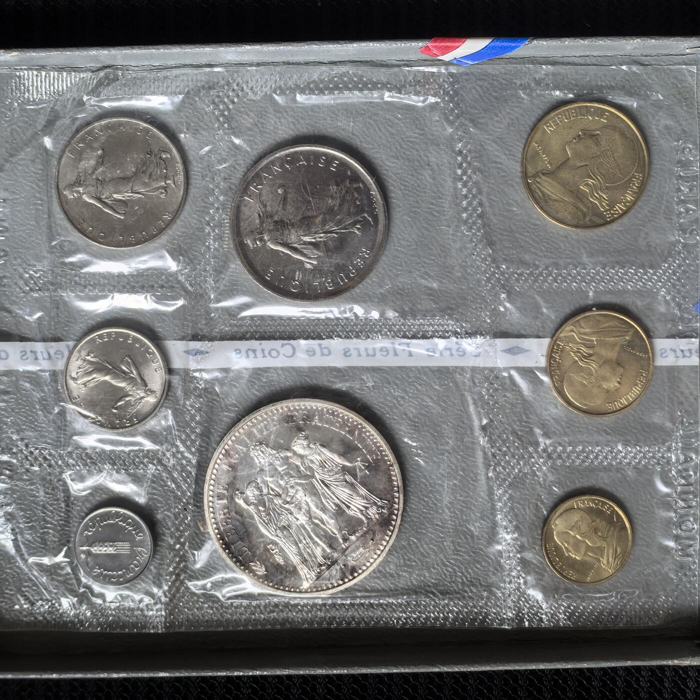 道一币馆币章第一百五十四场 原包装带证书 法国1973年度套币八枚 含10法郎银币