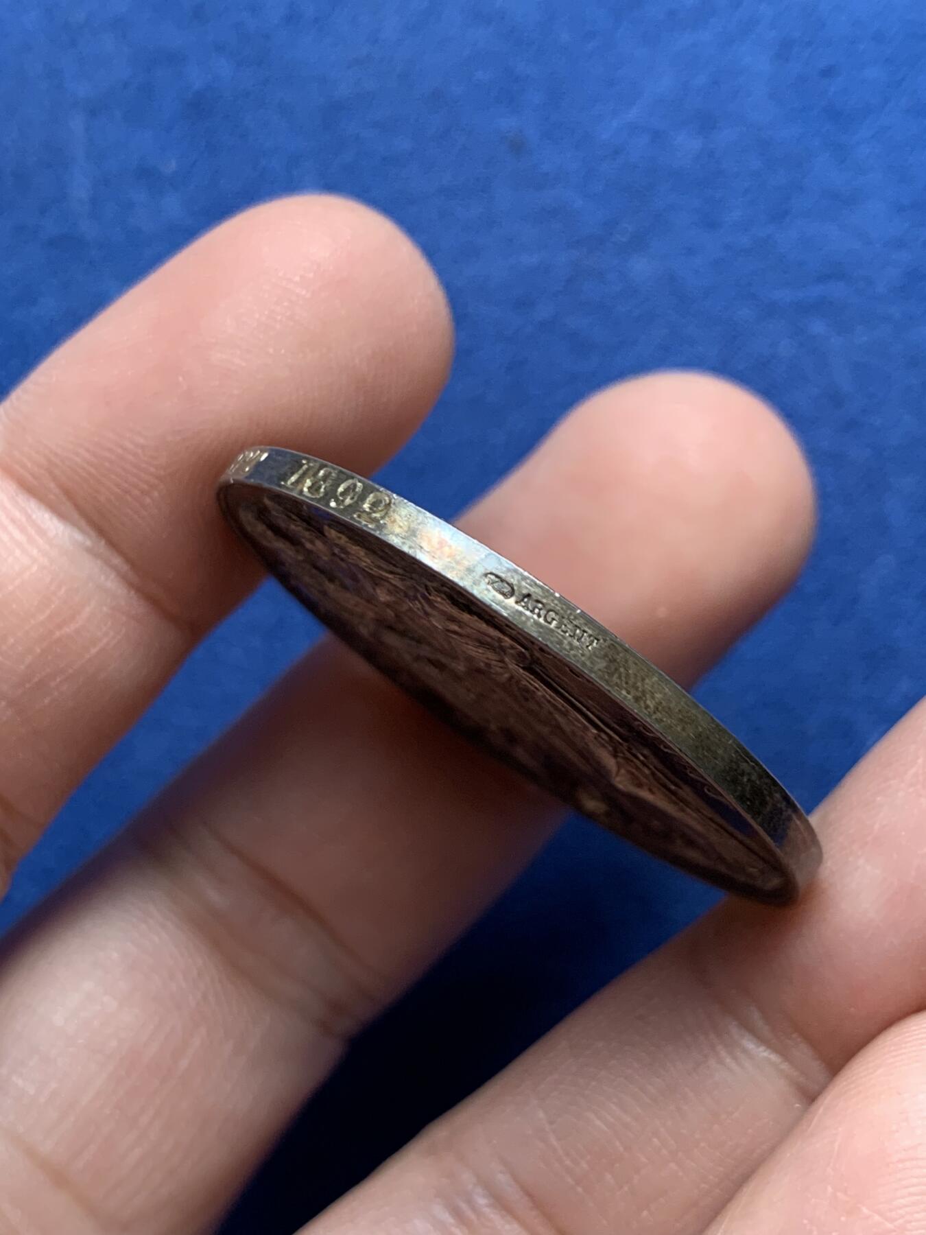 《竞宝斋》第434场 周日，周一2场连拍 （全场包邮） 法国婚礼银章 22克 36.1mm 丰饶角银标 带盒