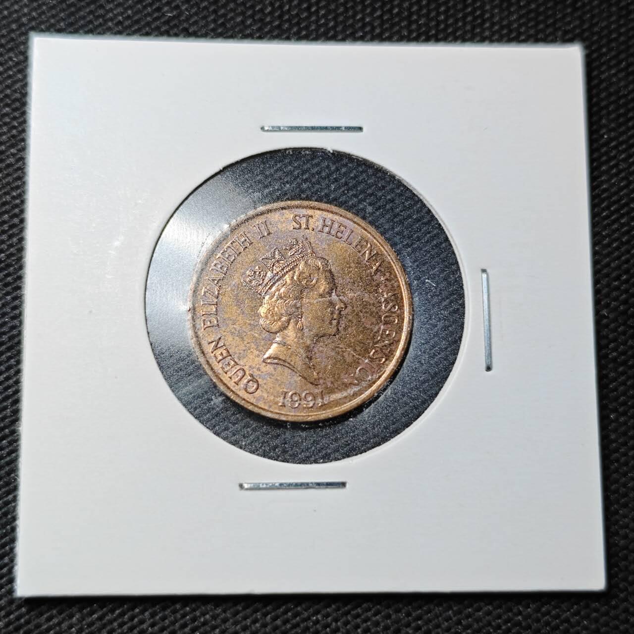 KK钱币收藏小铺  第363场  2月预留时间 周末发货  1991英属阿森松1便士