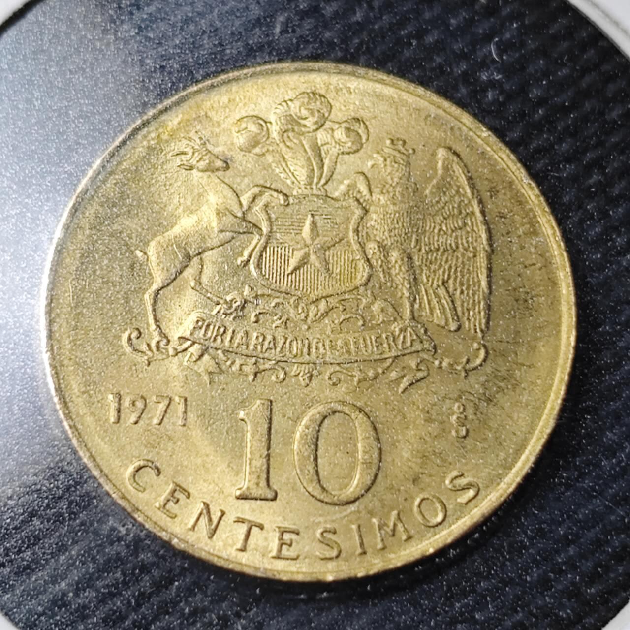 KK钱币收藏小铺  第363场  2月预留时间 周末发货  1971智利10分 好品铜币