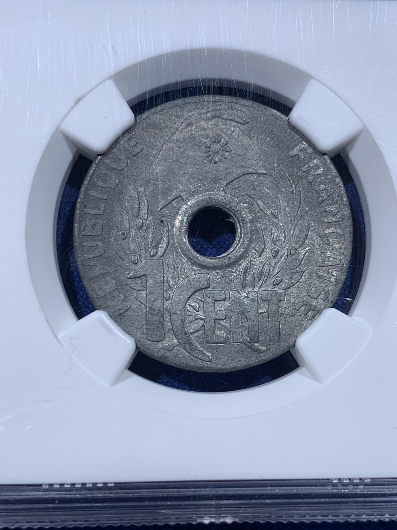 《竞宝斋》第434场 周日，周一2场连拍 （全场包邮） 冠军分 NGC MS64 法属印支 1940年 1分 锌币