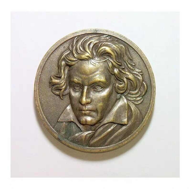德国1827年 大音乐家贝多芬高浮雕精制大铜章 40MM