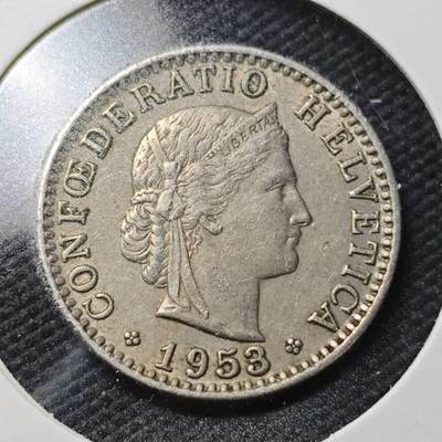 KK钱币收藏小铺  第363场  2月预留时间 周末发货 -  1953瑞士20分