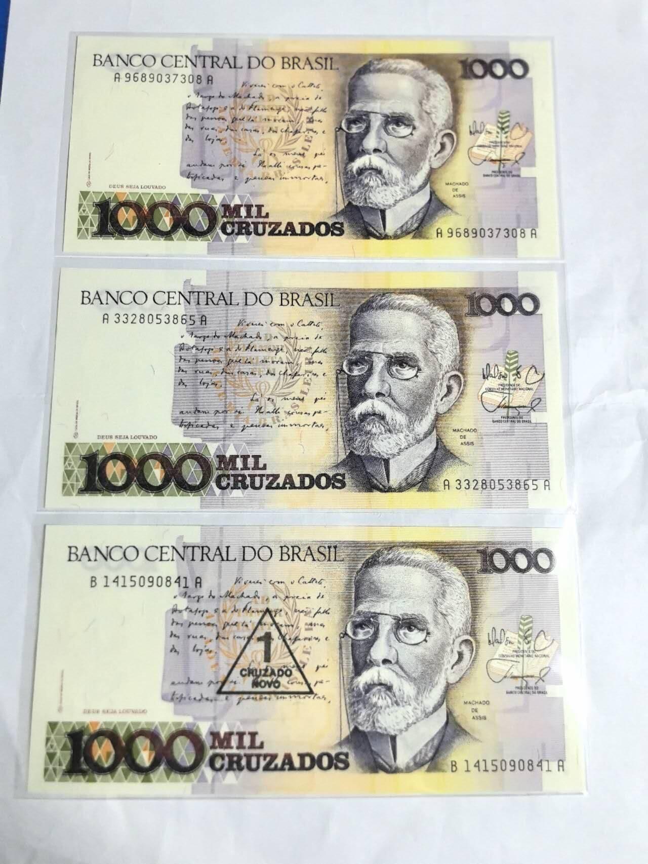 各国外币第97期 大部分全新 巴西1000克鲁塞罗 3张全新