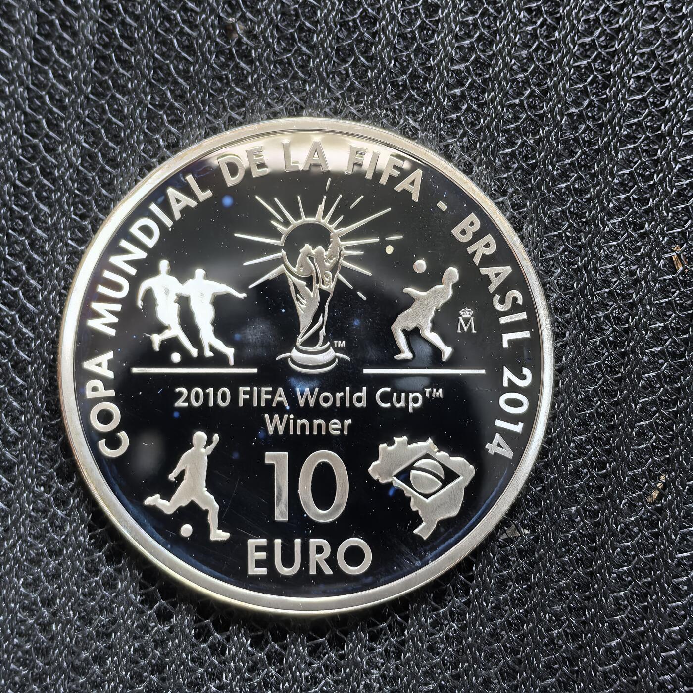 道一币馆币章第一百五十四场 西班牙2013年巴西世界杯10欧元精制银币  27g 900S 10000