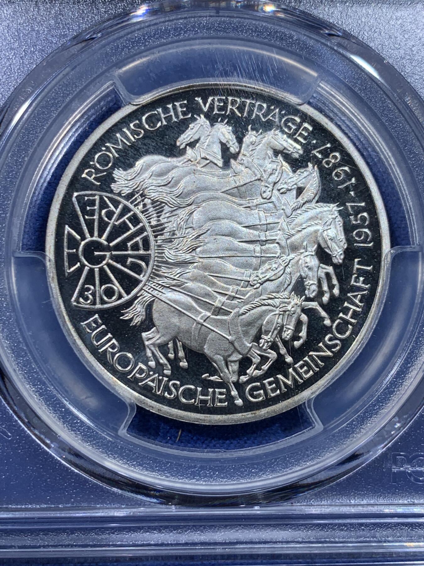 《竞宝斋》第434场 周日，周一2场连拍 （全场包邮） PCGS PR68DCAM 1987年德国精制10马克纪念银币 超高分 镜面效果非常棒