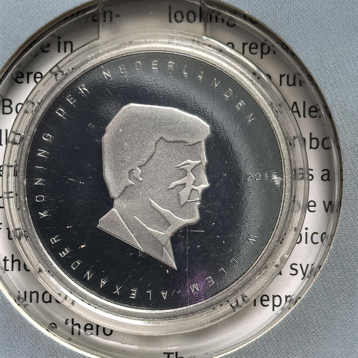 道一币馆币章第一百五十四场 原包装 荷兰2015年滑铁卢战役200周年5欧元精制银币