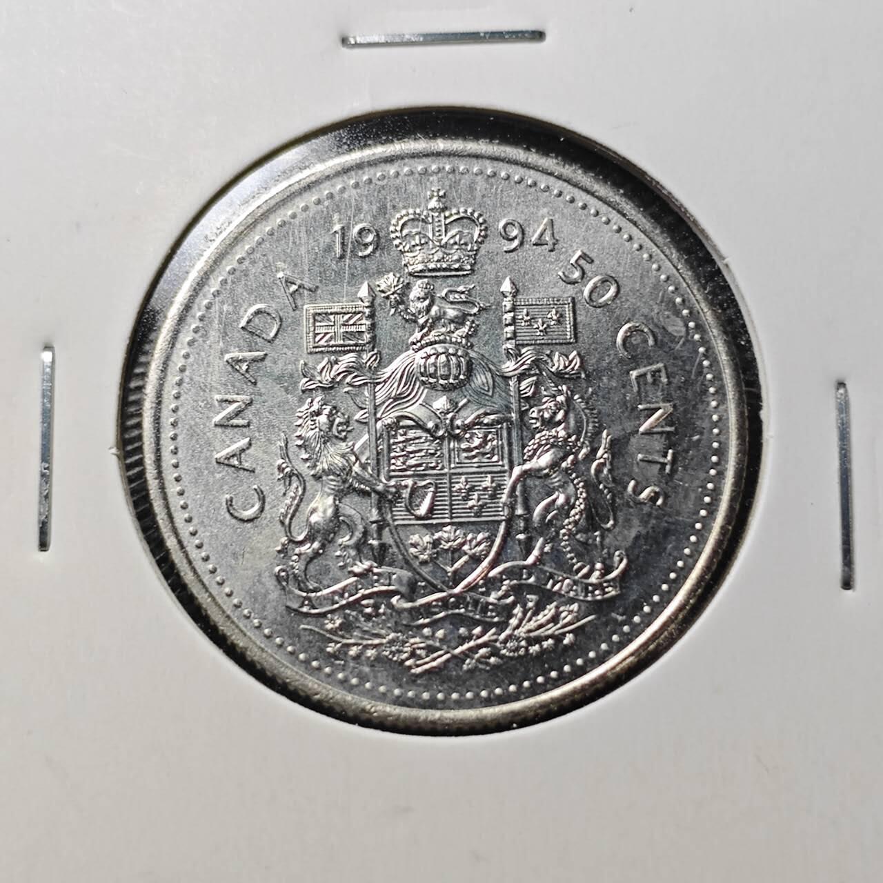 KK钱币收藏小铺  第363场  2月预留时间 周末发货  1994加拿大50分