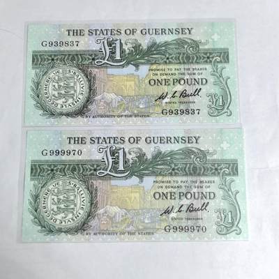 各国外币第97期 大部分全新 - 根西岛1镑 2张全新