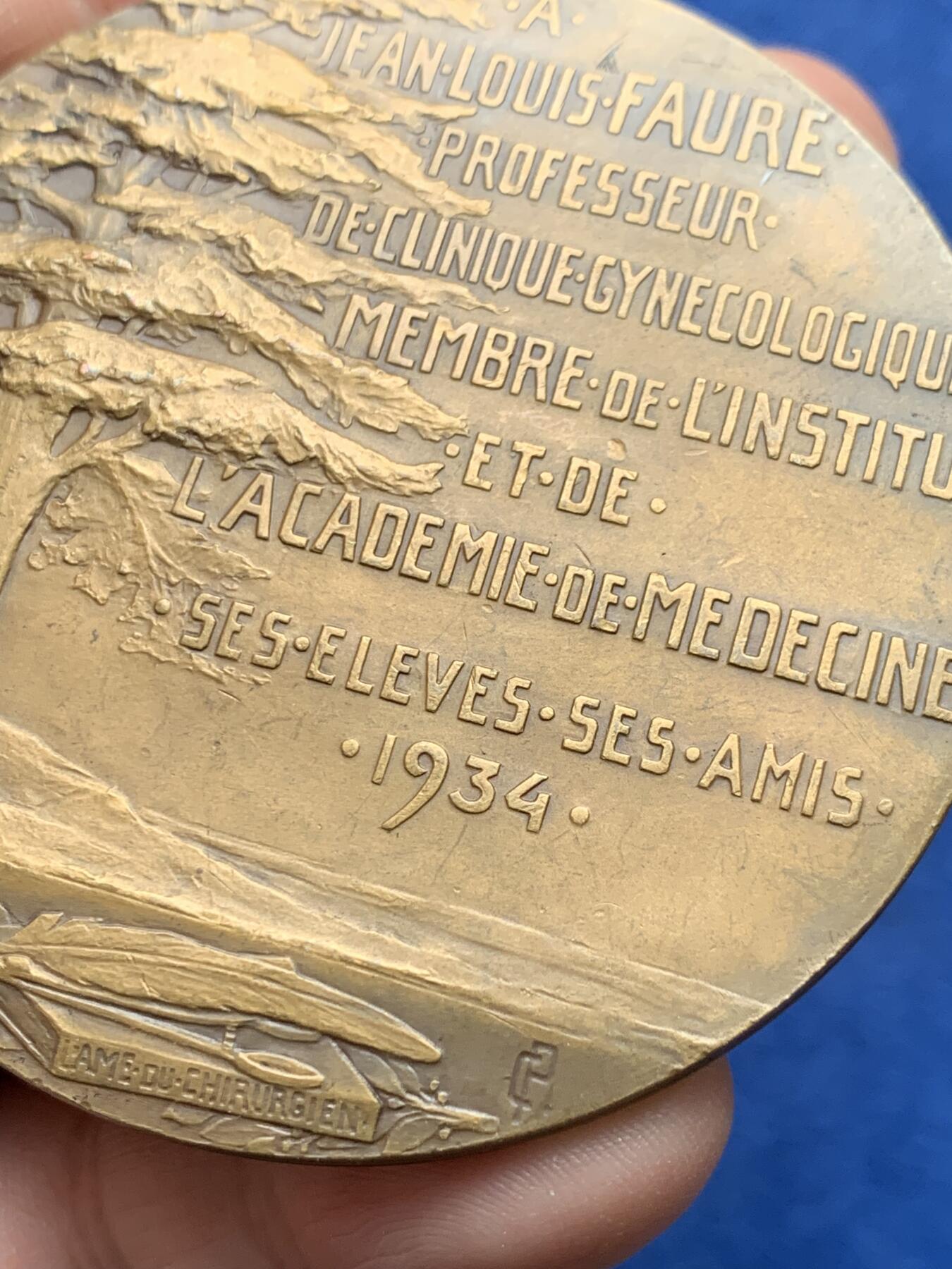 《竞宝斋》第434场 周日，周一2场连拍 （全场包邮） 法国路易斯巴斯图尔生物学家化学家医学研究奖章 144.8克 67.5mm