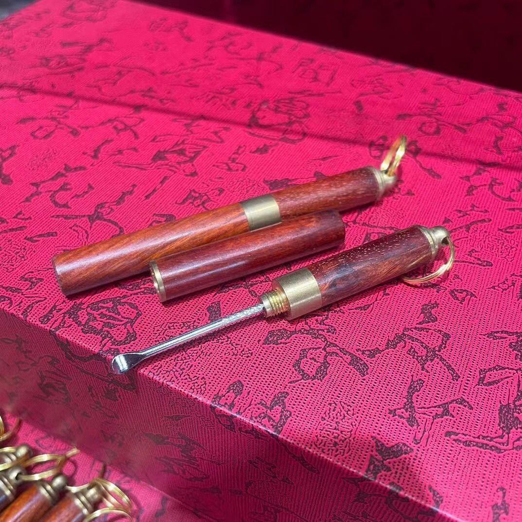 听雨轩（16）木雕 印度小叶紫檀便携掏耳勺