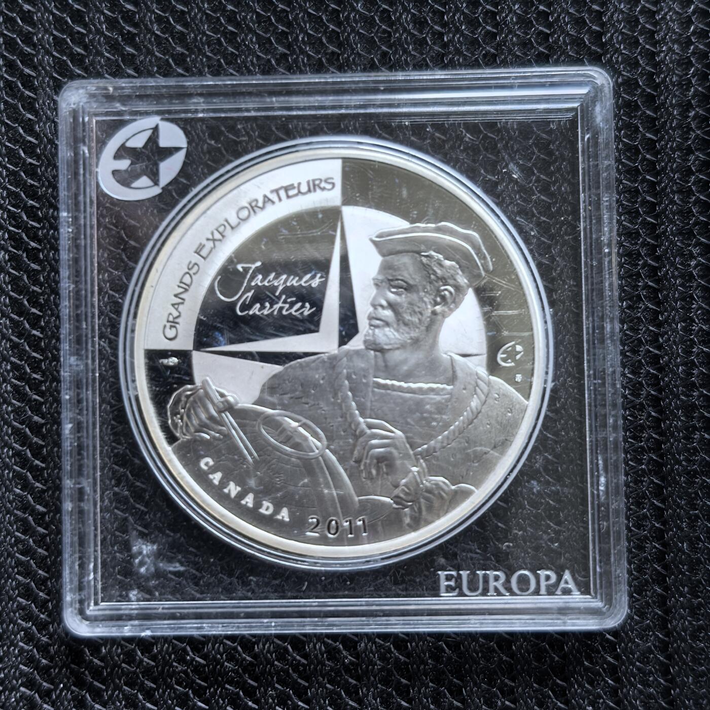道一币馆币章第一百五十四场 欧洲之星 法国2011年伟大的探险家-雅克·卡地亚10欧元精制银币 22.2g 900S 39000