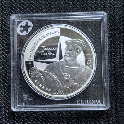 道一币馆币章第一百五十四场 - 欧洲之星 法国2011年伟大的探险家-雅克·卡地亚10欧元精制银币 22.2g 900S 39000