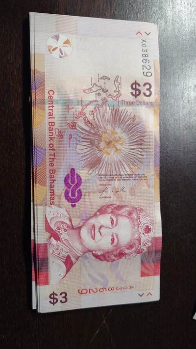 世界钱币～微拍第212期暨2025年第52期  部分库存清仓选号 - 2019年巴哈马3元 全新绝品无47尾号629