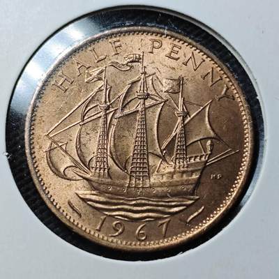 KK钱币收藏小铺  第363场  2月预留时间 周末发货 -  1967英国半便士铜币 好品