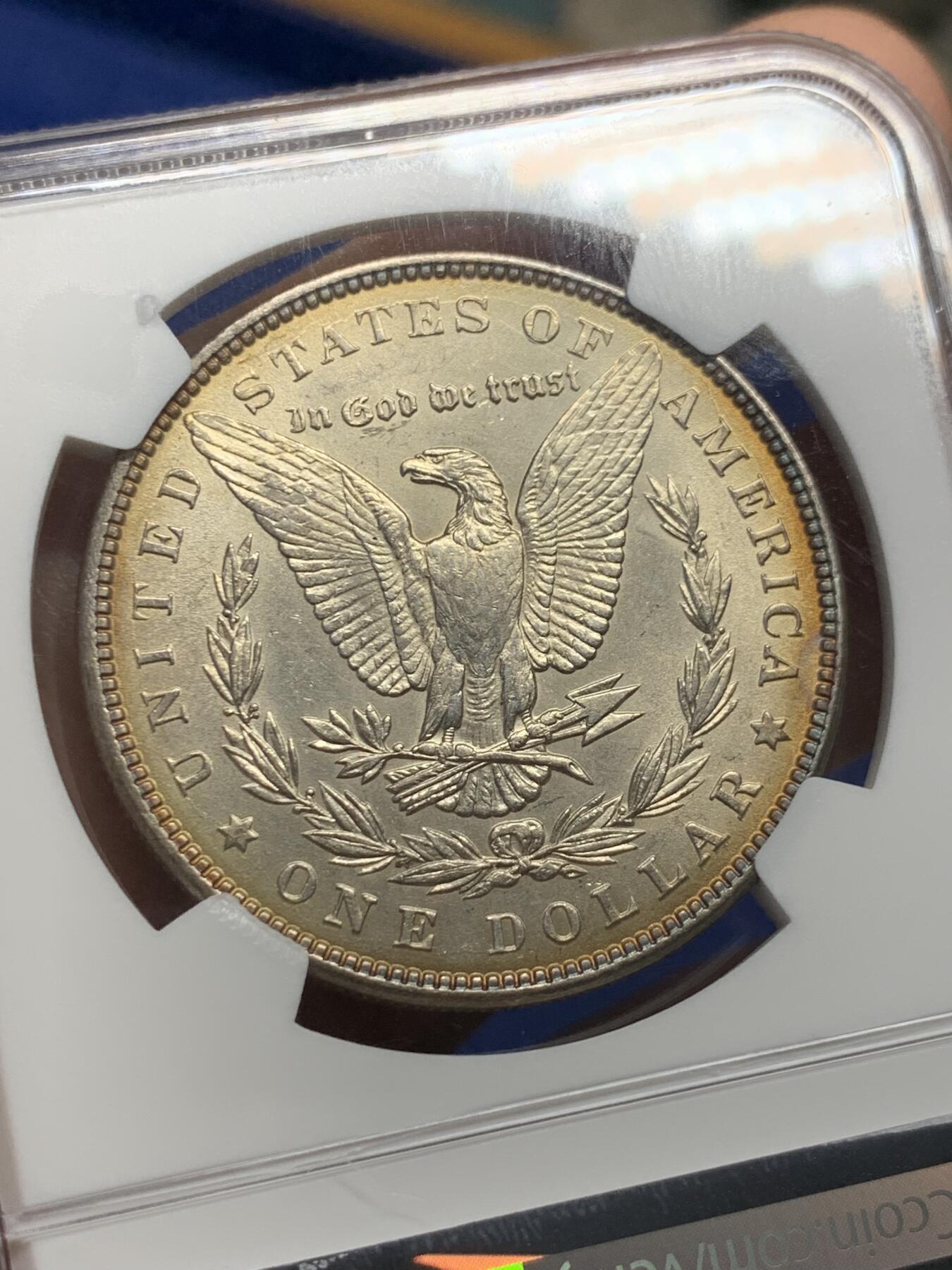 《竞宝斋》第434场 周日，周一2场连拍 （全场包邮） NGC UNCD 美国 1887年摩根大银币 漂亮包浆 感觉未清洗