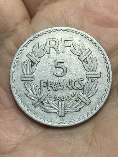 2025年第一百二十一场(总第一百四十七场）外国好品散币(免佣金) - 法兰西第四共和国1946年5法郎(Open 9–开口9版)