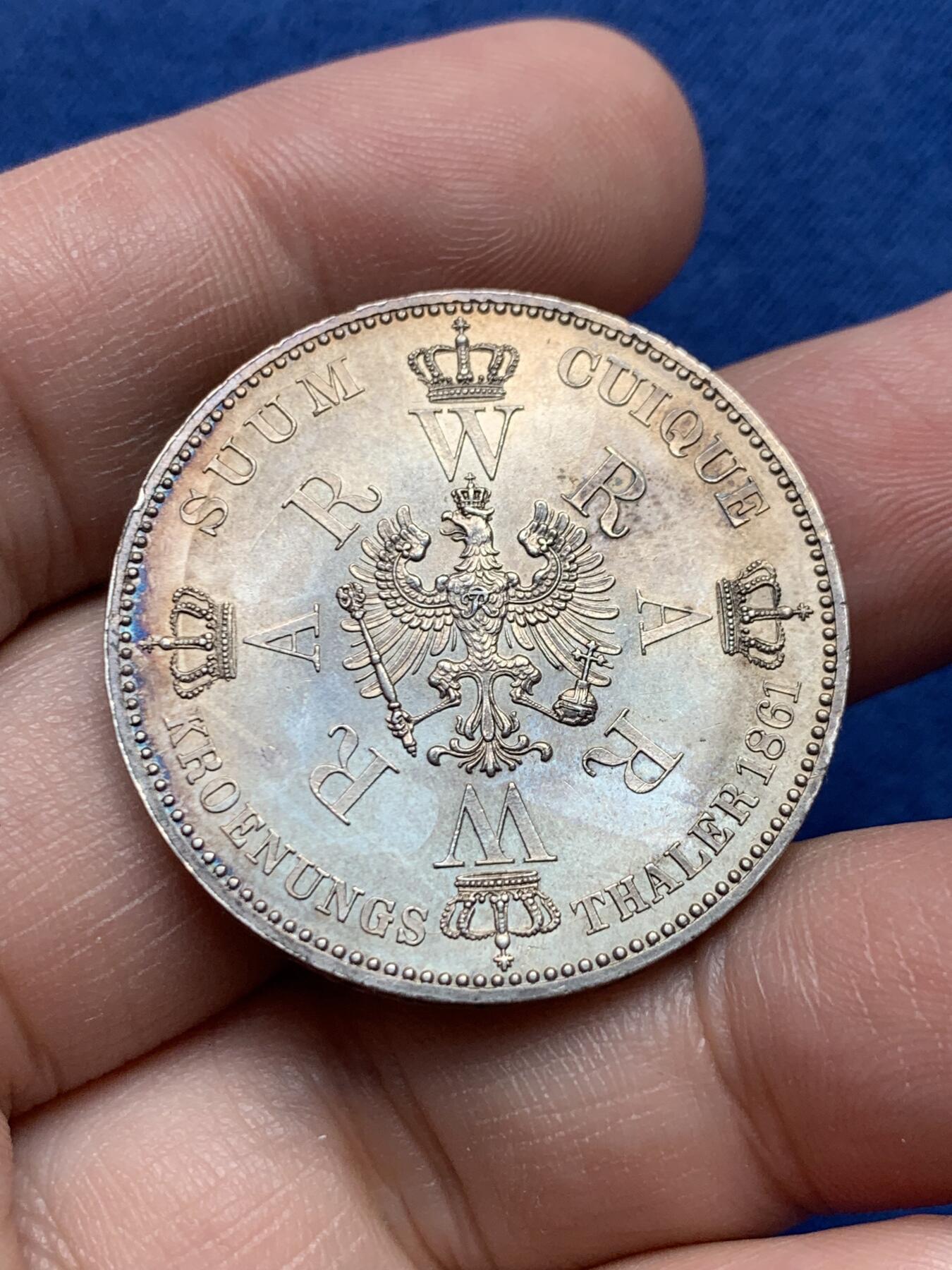 《竞宝斋》第434场 周日，周一2场连拍 （全场包邮） 德国1861年毛衣泰勒纪念银币