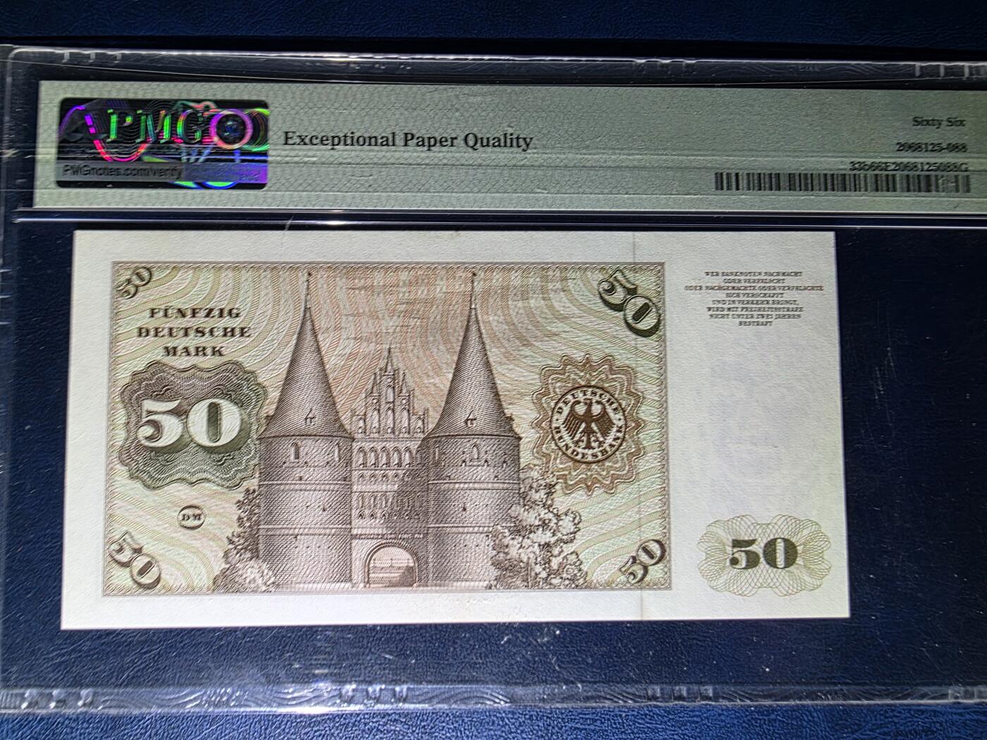 叁拾收藏第33期 德国1977年50马克PMG66（全程无47）