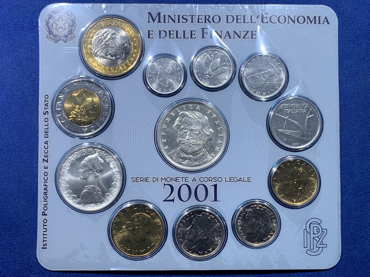 《竞宝斋》第434场 周日，周一2场连拍 （全场包邮） 意大利 2001年 威尔第12枚套币 含银币2枚 双色币2枚 卡装少见 细节见图