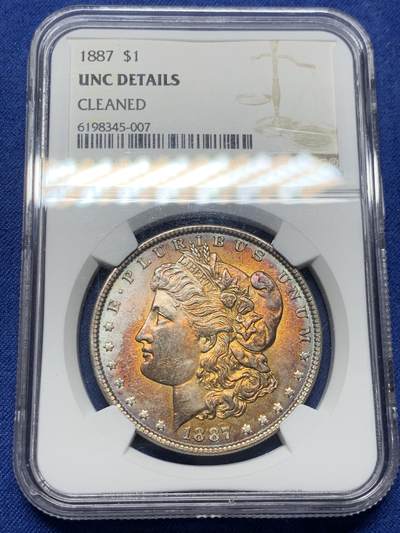 《竞宝斋》第434场 周日，周一2场连拍 （全场包邮） - NGC UNCD 美国 1887年摩根大银币 漂亮包浆 感觉未清洗