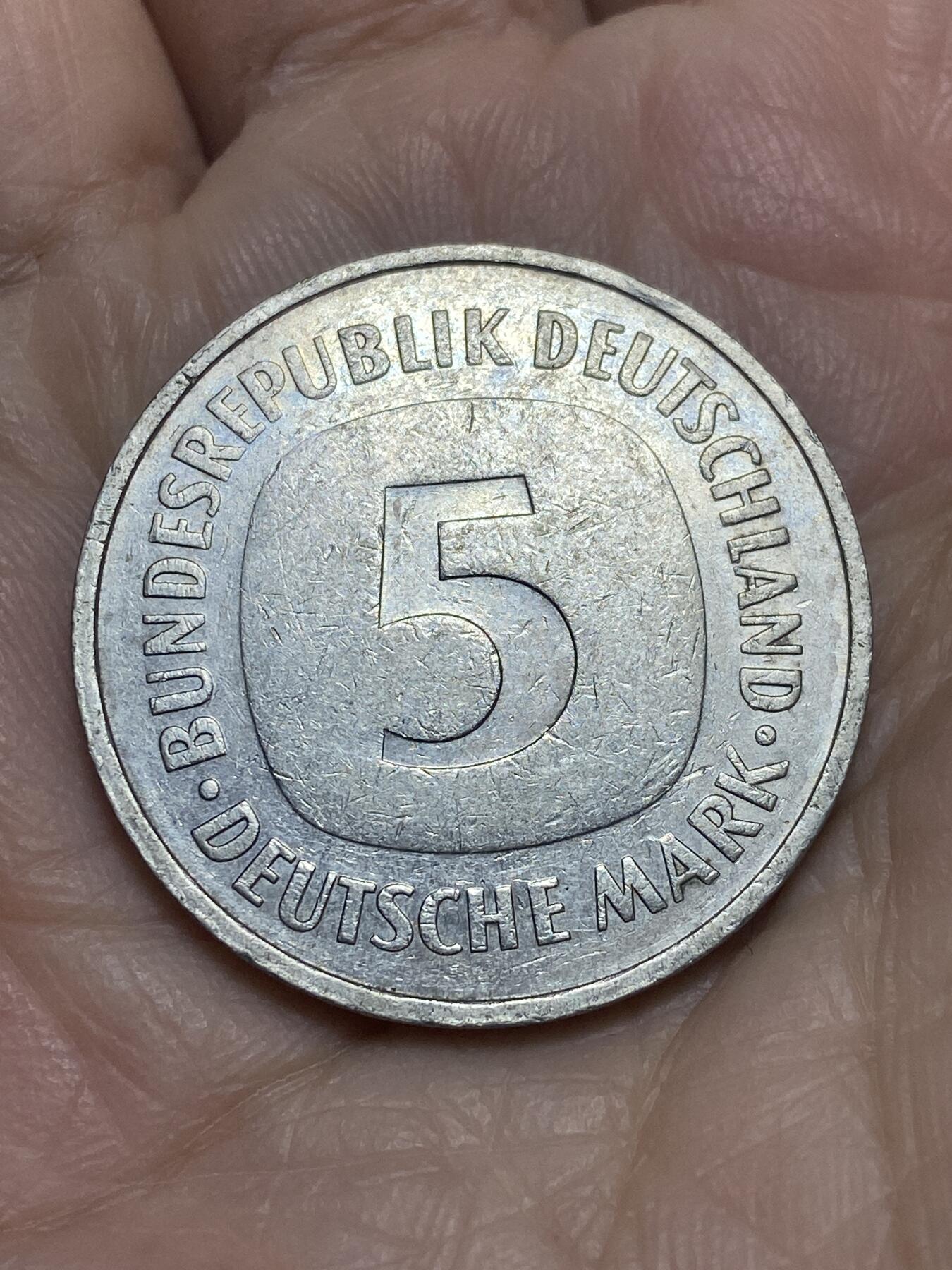 2025年第一百二十一场(总第一百四十七场）外国好品散币(免佣金) 德国🇩🇪1975年5马克(G标，卡尔斯鲁厄造)