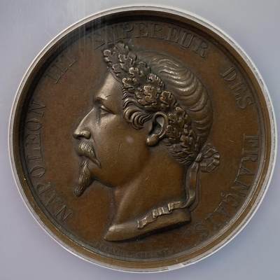 万国钱币拍卖第054期 - NGC MS61 1855年法俄联军占领塞瓦斯托波尔纪念大铜章 罕见珍稀品种RRR 超高浮雕经典欧洲古典艺术大铜章 46MM