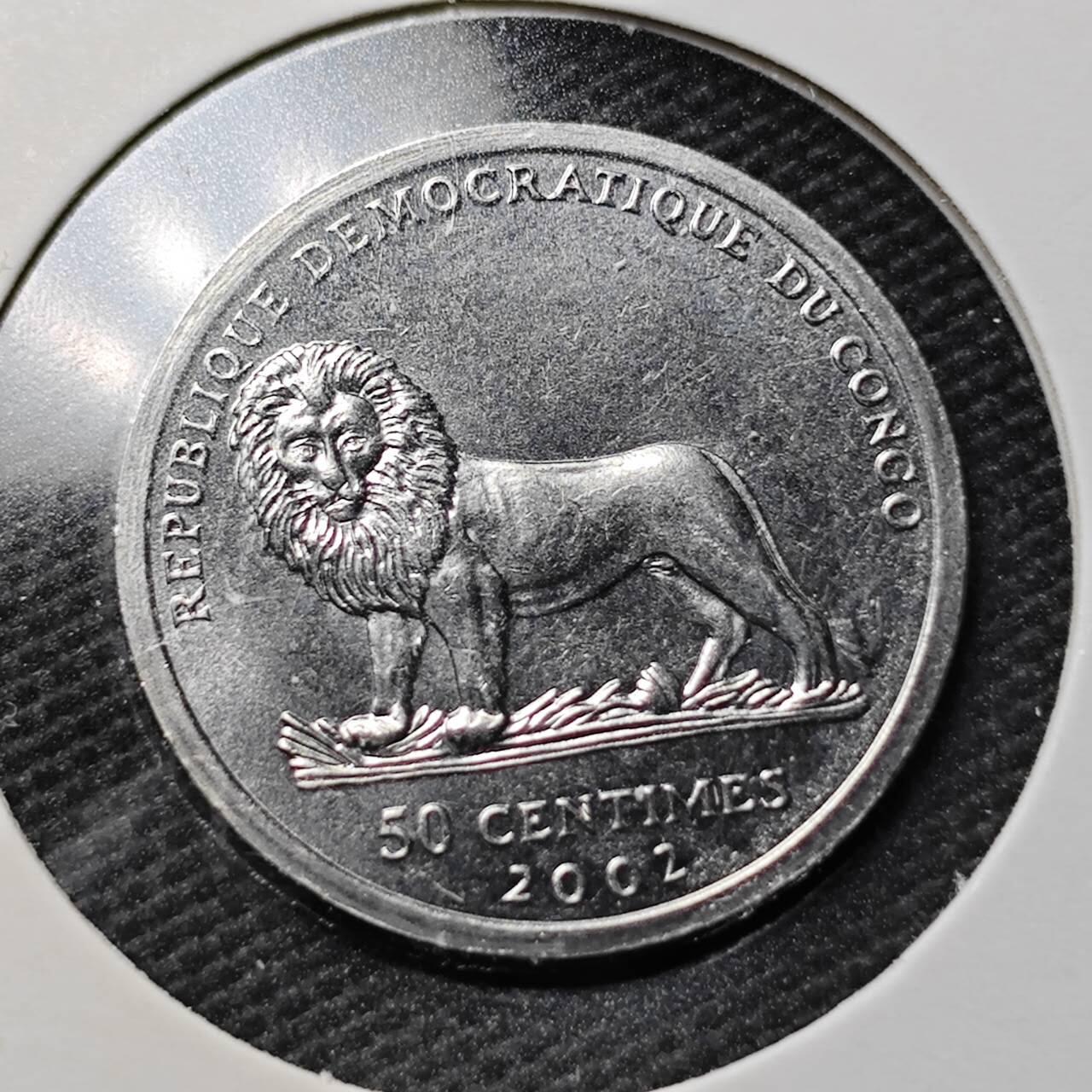 KK钱币收藏小铺  第363场  2月预留时间 周末发货  2002刚果50分狮子