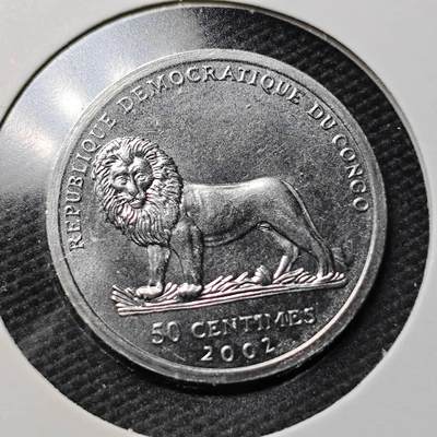 KK钱币收藏小铺  第363场  2月预留时间 周末发货 -  2002刚果50分狮子