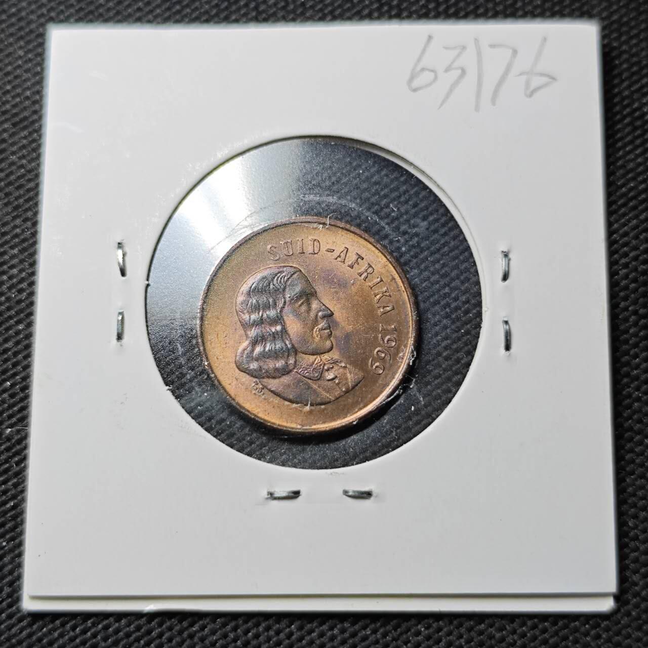 KK钱币收藏小铺  第363场  2月预留时间 周末发货  1969南非1分铜币 好品