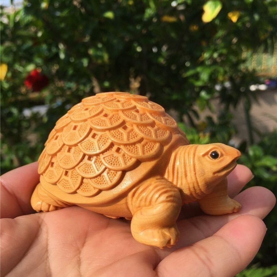 听雨轩（16）木雕 黄杨木木雕金钱龙龟 6cm