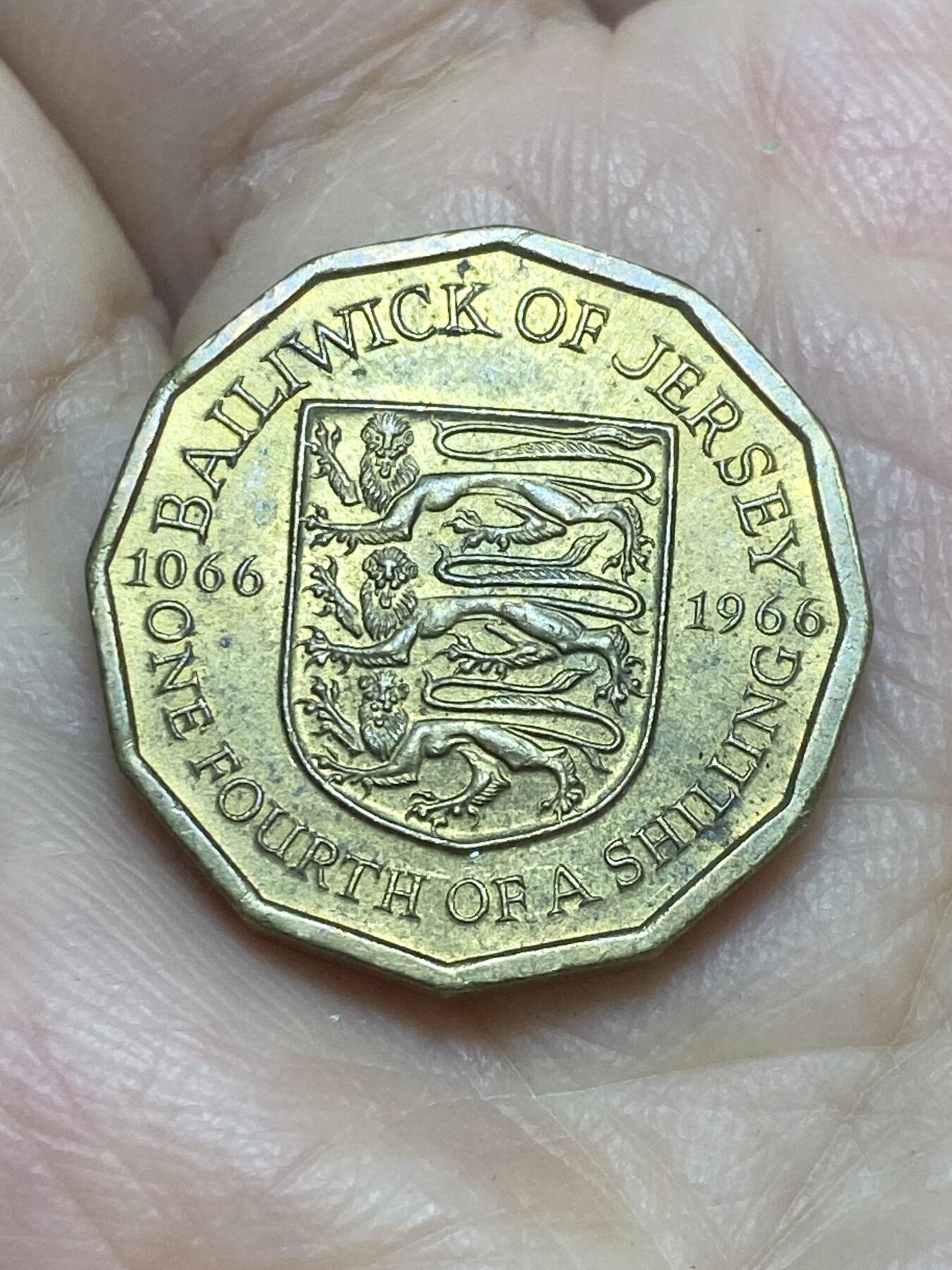 2025年第一百二十一场(总第一百四十七场）外国好品散币(免佣金) 英属–泽西岛🇯🇪1966年1/4先令