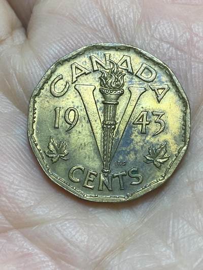 2025年第一百二十一场(总第一百四十七场）外国好品散币(免佣金) - 好品–加拿大🇨🇦1943年5分(乔治六世第二版，顿巴黄铜材质)