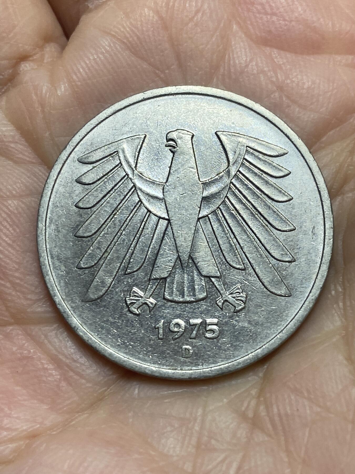 2025年第一百二十一场(总第一百四十七场）外国好品散币(免佣金) 德国🇩🇪1975年5马克(D标，慕尼黑造)