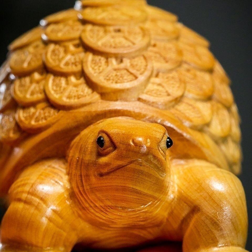 听雨轩（16）木雕 黄杨木木雕金钱龙龟 6cm