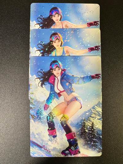 NO.14 好又多金牌大场，双11狂欢！每周一站式配齐，方便凑单！（周6晚8点截拍，卖家送拍0抽成！） - 鸡腿卡牌 都市丽人滑雪现代美女三渐变 折光彩闪 3张