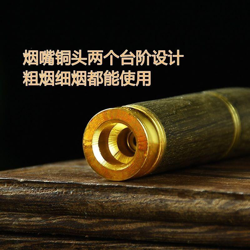 听雨轩（16）木雕 四川金丝楠阴沉木双滤芯三重烟嘴