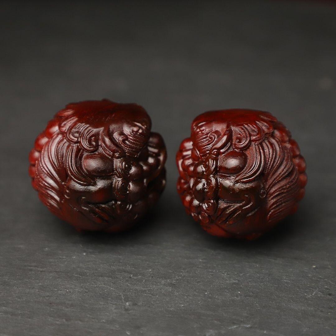 听雨轩（16）木雕 紫檀木雕刻貔貅手球 4cm