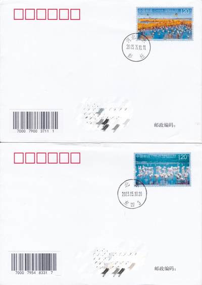 11月06日（周四）20:00海内外封片专场 - 2023中国大陆《中西建交50周年》一票一封 北京河北双原地首日平寄国内 一套2枚 吴刚作品