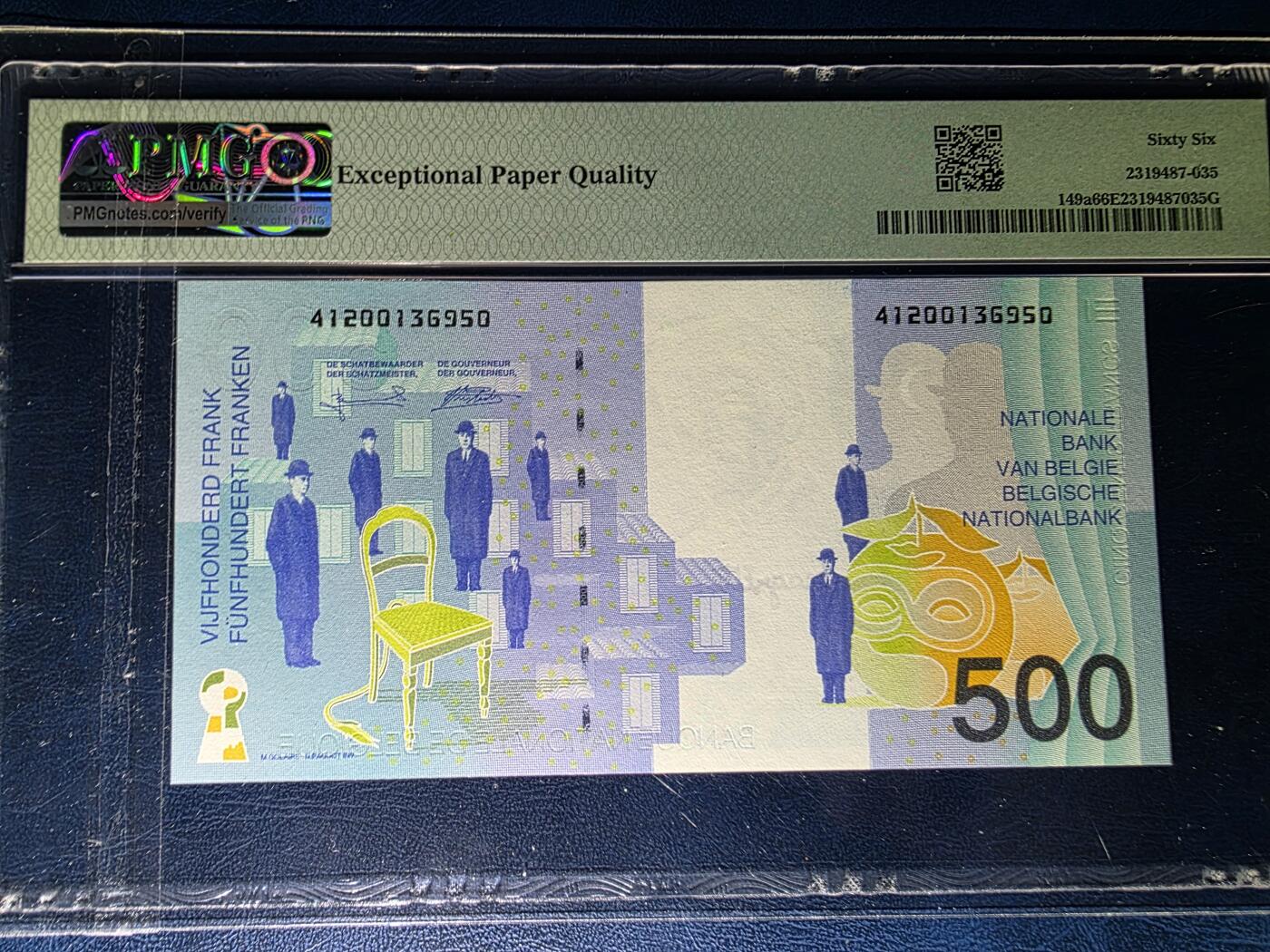 叁拾收藏第33期 比利时1998年500法郎PMG66（画家玛格丽特）