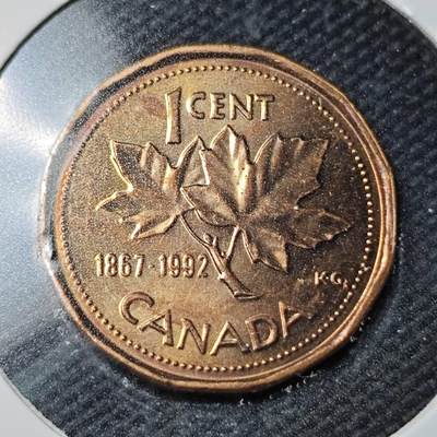 KK钱币收藏小铺  第363场  2月预留时间 周末发货 -  1992加拿大1分纪念币 好品