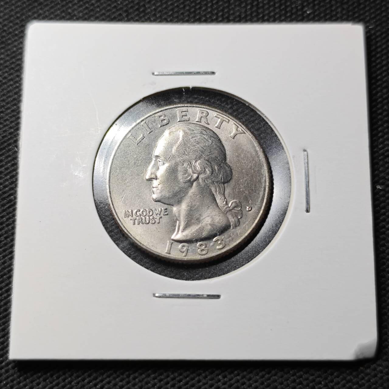 KK钱币收藏小铺  第363场  2月预留时间 周末发货  1983美国25分 好品