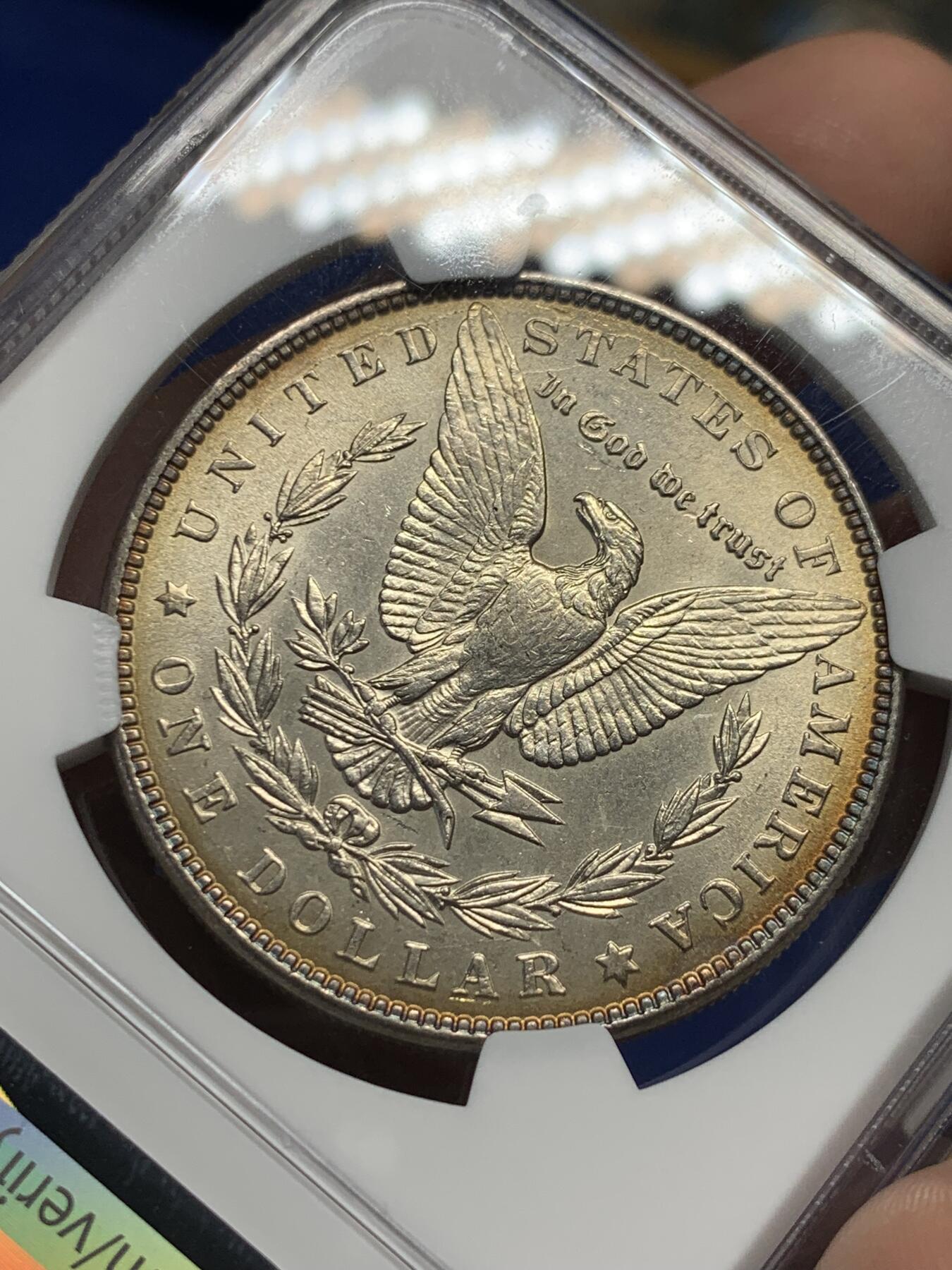 《竞宝斋》第434场 周日，周一2场连拍 （全场包邮） NGC UNCD 美国 1887年摩根大银币 漂亮包浆 感觉未清洗