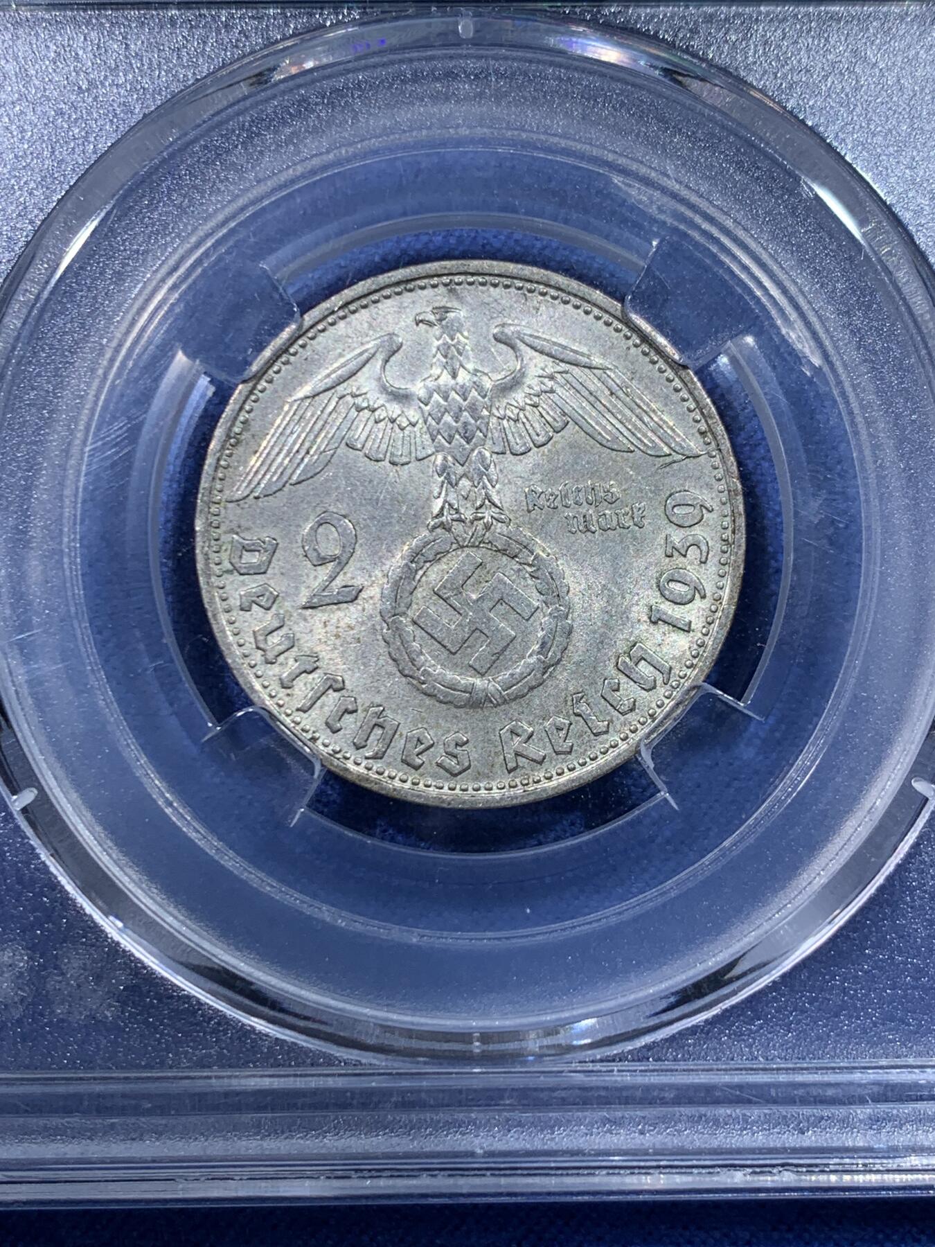 《竞宝斋》第434场 周日，周一2场连拍 （全场包邮） 德国1939年兴登堡2马克银币