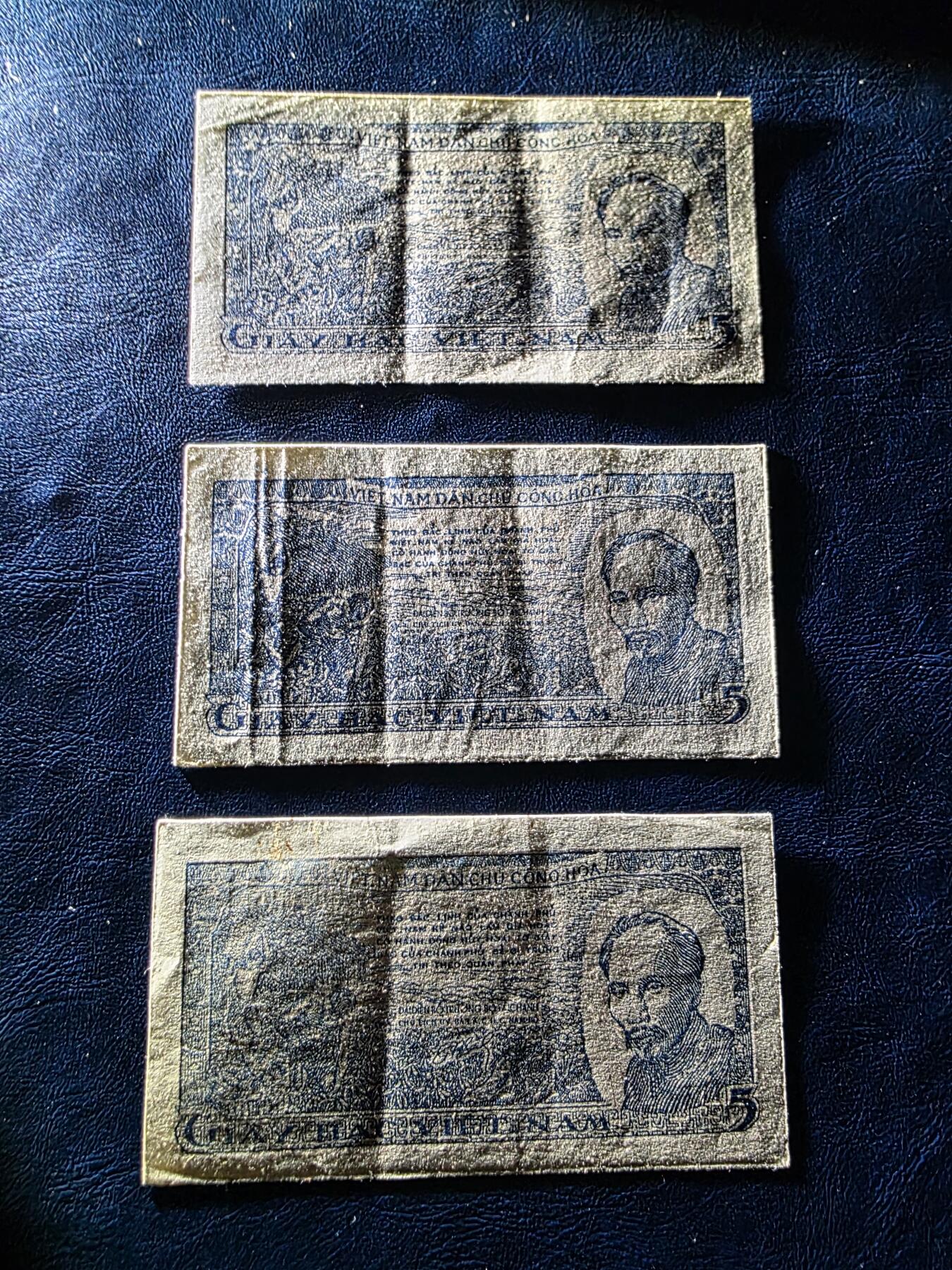 叁拾收藏第33期 越南民主共和5元  3张  AU