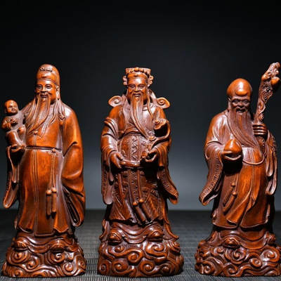 听雨轩（15） - 福禄寿三星摆件 高约12cm