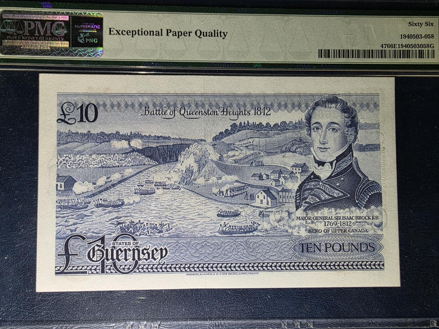 叁拾收藏第33期 根西花神10镑  无47豹子号666  PMG66分